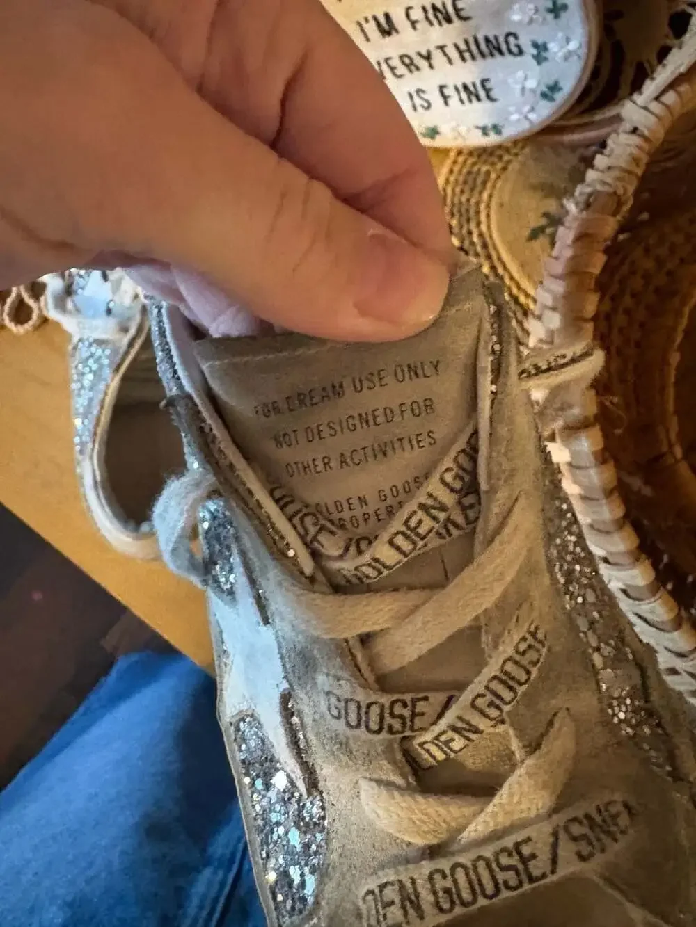Golden Goose Kids  Super-Star Silver Glitter and Suede Low-Top Sneakers